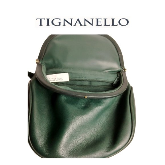 Tignanello Genuine Leather Green Saddlebag Crossbody Purse - Picture 4 of 7